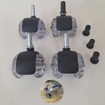 Rodízio De Cadeira Giratório Silicone 50mm C/ Bucha Squadroni 5 Unidades Transparente / preto Rodízio De Cadeira Giratório Silicone 50mm C/ Bucha Squadroni 5 Unidades Transparente / preto