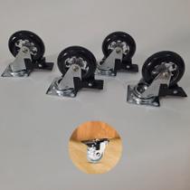 Rodízio de Silicone Fumê Giratório C/ Trava 50mm Hardt 4 Unidades Fumê Rodízio de Silicone Fumê Giratório C/ Trava 50mm Hardt 4 Unidades Fumê
