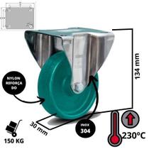 Rodízio em Inox 304 4 Pol. com Base Fixa Desempenho em Condições Extremas