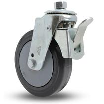 Rodízio Espiga Freio 5 Roda 512 Pvc Rolamento Esfera 90 Kg