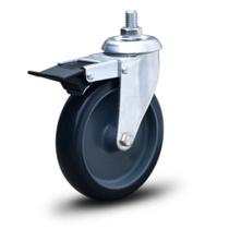 Rodízio fixo com freio 6" PVC espiga - FLE.612.BP.FP