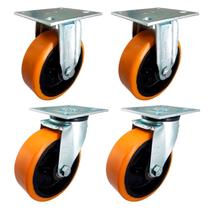 Rodízio Fixo + Giratório 6” 62 UFK 450kg PU Laranja Rod-Car Unica Rodízio Fixo + Giratório 6” 62 UFK 450kg PU Laranja Rod-Car Unica