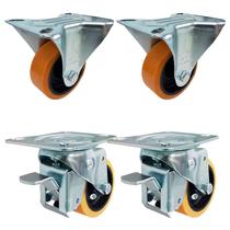 Rodízio Fixo + Giratório c/ Freio 3” 312 UFN 170kg PU Laranja Rod-Car Unica Rodízio Fixo + Giratório c/ Freio 3” 312 UFN 170kg PU Laranja Rod-Car Unica