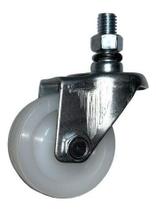 Rodizio Fixo Haste Rosca 3/8'' Roda 2pol. Nylon Branco 80kg