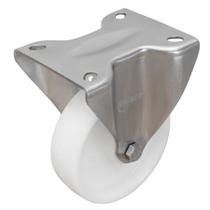 Rodízio Fixo Inox 4 Polegadas com Placa e Roda de Nylon 170 kg