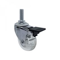 Rodizio gel 3 polegadas giratorio rosca freio 75mm