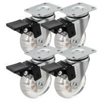 Rodízio Gel Cristal Colson 2 Polegadas Com Freio Transparente em PVCGEL, Estrutura Cromada, Giratório, 40 kg, para Móveis e Decoração Rodízio Gel Cristal Colson 2 Polegadas Com Freio Transparente em PVCGEL, Estrutura Cromada, Giratório, 40 kg, para Móveis e Decoração