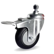 Rodizio gir. Espiga 4 Pol. c/ Freio Roda Pvc c/ Rolamento