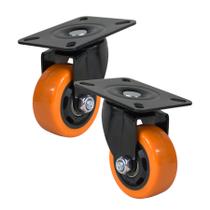 Rodízio Giratório 3 Polegadas PVC Amarelo Núcleo PP Sem Freio 70kg