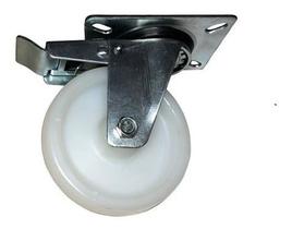Rodizio Giratorio 4pol. Nylon Placa C/ Freio 170kg Por Roda