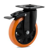 Rodízio Giratório 6 Polegadas Linha Preta Colson com Freio Total Roda PU e Núcleo Polipropileno Suporta 200 kg Compacto e Resistente