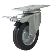 Rodizio giratório borracha 4 pol. placa c/ freio rolamento rolete