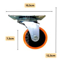Rodízio Giratório Colson com Base Laranja 3 Polegadas - Kit 10