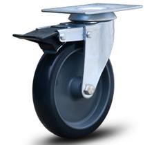 Rodízio giratório com freio 4" PVC - GLPF.412.BP.FP