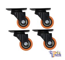 Rodízio Giratório com Roda de PVC Laranja 1.5/8" (40mm) - Capacidade 40kg Rodízio Giratório com Roda de PVC Laranja 1.5/8" (40mm) - Capacidade 40kg