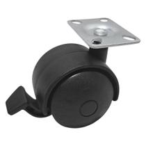 Rodízio Giratório Com Trava móveis Plástico Preto C/ Placa 30X45mm 30kg - 1 Uni Borrachas Londrina