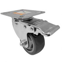 Rodízio giratório freio pvc cinza reforçado móveis 3" 75mm