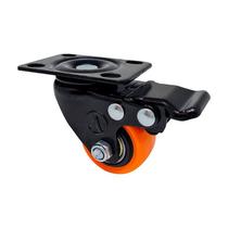 Rodízio giratório freio pvc laranja reforçado móveis 2" 50mm