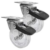 Rodízio Giratório GLRO 310 Gel 3 Pol Base 66x49 mm Com Freio 40 Kg - 2 Uni Borrachas Londrina Rodízio Giratório GLRO 310 Gel 3 Pol Base 66x49 mm Com Freio 40 Kg - 2 Uni Borrachas Londrina