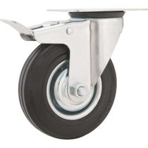 Rodízio Giratório Leve 3", de Borracha, Preto, com Freio, Vonder OstenVonder Rodízio Giratório Leve 3", de Borracha, Preto, com Freio, Vonder OstenVonder