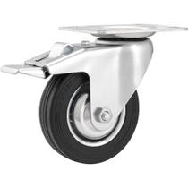 Rodízio Giratório Leve 4 De Borracha Preto Com Freio Vonder Rodízio Giratório Leve 4 De Borracha Preto Com Freio Vonder