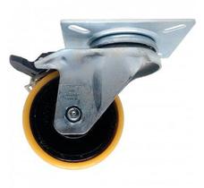 Rodizio Giratório Placa Com Freio Poliuretano 300KG 4 Pol 13,5 Cm de Altura GL414PEG - Schioppa Rodizio Giratório Placa Com Freio Poliuretano 300KG 4 Pol 13,5 Cm de Altura GL414PEG - Schioppa