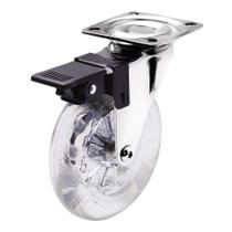 Rodízio Giratório Transparente 75 mm com Freio Pratice Soprano