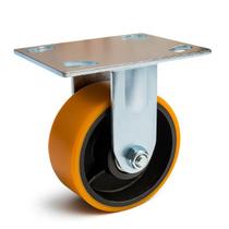 Rodízio Industrial 5 Polegadas Ferro Fundido Revestido em PU Base Fixa, Suporta 400 kg, Protege o Piso