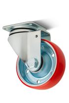 Rodízio Industrial Giratório PU 4 Polegadas Reforçado Carga 280kg Base Chapa Aço Borracha Poliuretano