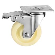 Rodízio Inox 3 pol. com freio Giratório Roda Nylon 150kg Rolamento Master Roll Rodízio Inox 3 pol. com freio Giratório Roda Nylon 150kg Rolamento Master Roll