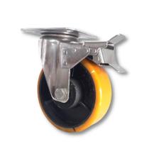 Rodizio Inox 6X2 Giratório Industrial C/Freio Roda Pu 600Kg