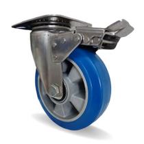 Rodízio Inox 8x2 PU Elástico C/Freio Capacidade 700kg Rodízio Inox 8x2 PU Elástico C/Freio Capacidade 700kg