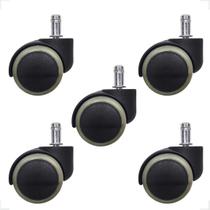 Rodízio Kit 5 Rodinhas Cadeira Escritório Nylon Antirisco