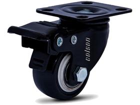 Rodízio Linha Black Placa 3/8" 41mm Placa Anti Risco Móveis 30kg Preto Com Freio - Colson - 6047