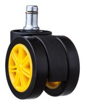 Rodízio P/ Cadeira Gamer 55mm Amarelo Anti-Risco Giratório