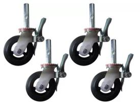 Rodizio Para Andaime emborrachado 6x2 Giratório 325kg C/ Freio Duplo -4und - Envio Imediato Rodizio Para Andaime emborrachado 6x2 Giratório 325kg C/ Freio Duplo -4und - Envio Imediato