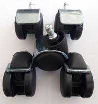 Rodizio para cadeira de escritório cromado roda de nylon kit s90 a mf até 160 kgs Rodizio para cadeira de escritório cromado roda de nylon kit s90 a mf até 160 kgs