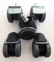 Rodizio para cadeira de escritório cromado roda de poliuretano grafite kit s90 a mf até 160 kgs Rodizio para cadeira de escritório cromado roda de poliuretano grafite kit s90 a mf até 160 kgs