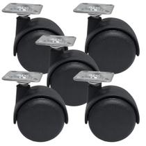 Rodízio para Cadeira de Escritório Mesa C/ Placa 38X38 Preto 40kg - 5 Uni Borrachas Londrina