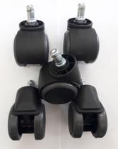 Rodizio para cadeira de escritório roda de poliiuretano grafite kit s90 a mf até 160 kgs Rodizio para cadeira de escritório roda de poliiuretano grafite kit s90 a mf até 160 kgs