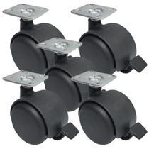 Rodízio para Cadeira de Escritório SQ90 HC 38X38 Preto Com Freio 40kg - 5 Uni Borrachas Londrina Rodízio para Cadeira de Escritório SQ90 HC 38X38 Preto Com Freio 40kg - 5 Uni Borrachas Londrina