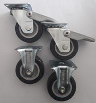 Rodizio para carrinhos e móveis roda pvc com freio e sem kit glap 210 fpi e flap até 120 kgs Rodizio para carrinhos e móveis roda pvc com freio e sem kit glap 210 fpi e flap até 120 kgs