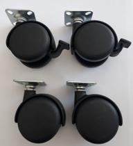 Rodizio para móveis roda de nylon com freio e sem placa 38x38 mm kit s90 c mf até 120 kgs