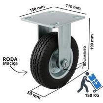 Rodízio Pneu Maciço 6x2 fixo 150kg - Master Roll Rodízio Pneu Maciço 6x2 fixo 150kg - Master Roll