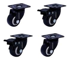 Rodizio Preto Para Móveis Roda Preta C/Freio E Sem Glpb 210