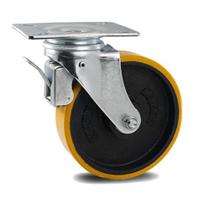 Rodizio PU Giratório industrial 5 pol. roda ferro com freio colson