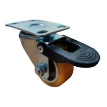Rodizio Reforçado Poliuretano Placa Giratória Com Freio 50Mm Rodizio Reforçado Poliuretano Placa Giratória Com Freio 50Mm