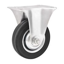 Rodízio roda fixo borracha maciça preta 3" 76mm 40kg leve