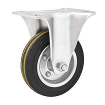 Rodízio roda fixo borracha maciça preta aço 5" 127mm 140kg Rodízio roda fixo borracha maciça preta aço 5" 127mm 140kg