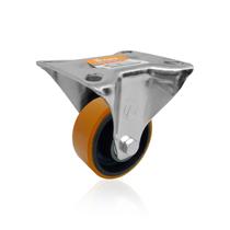 Rodízio Roda Fixo Laranja 312 Pu de 3" Pol Até 110 Kg Sem Freio Ajax